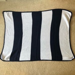 Newborn Baby Blanket Navy Blue and White Stripes